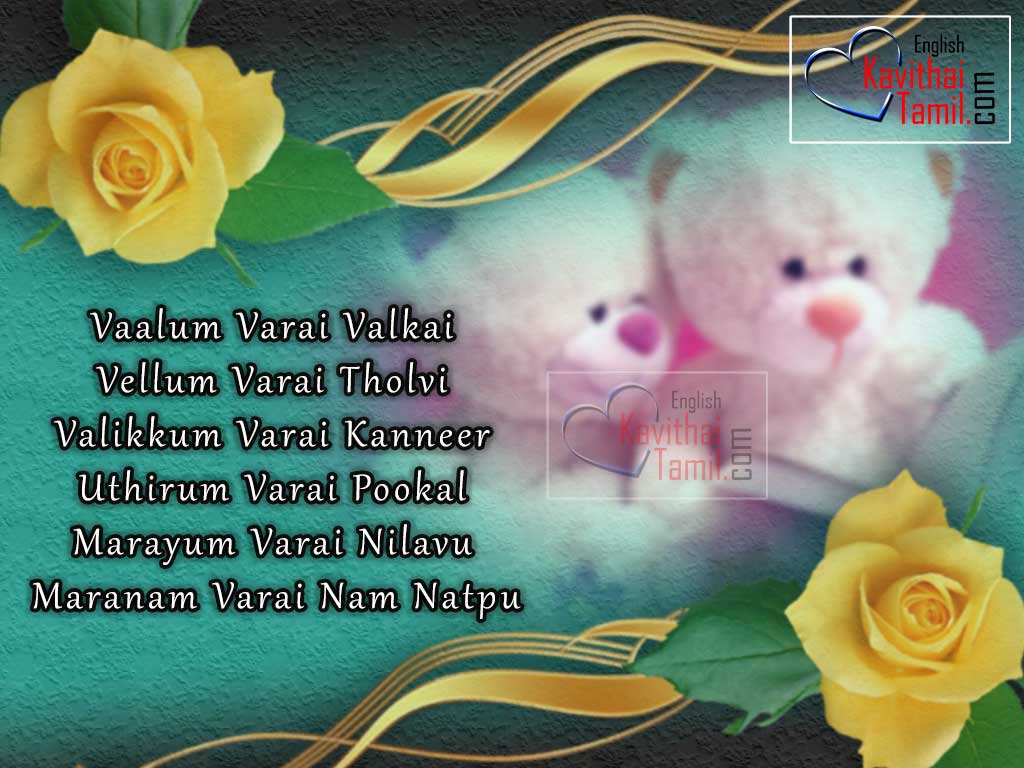 Nice Natpu Kavithaigal Fantastic Lines In Thanglish With Cute Teddybears Photos For Free Download